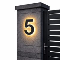 Customizable LED House Number Sign - Modern Stainless Steel & Acrylic Design 14