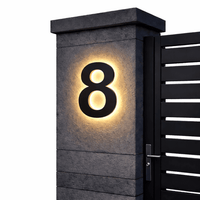Customizable LED House Number Sign - Modern Stainless Steel & Acrylic Design 15