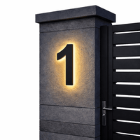 Customizable LED House Number Sign - Modern Stainless Steel & Acrylic Design 8