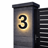 Customizable LED House Number Sign - Modern Stainless Steel & Acrylic Design 9