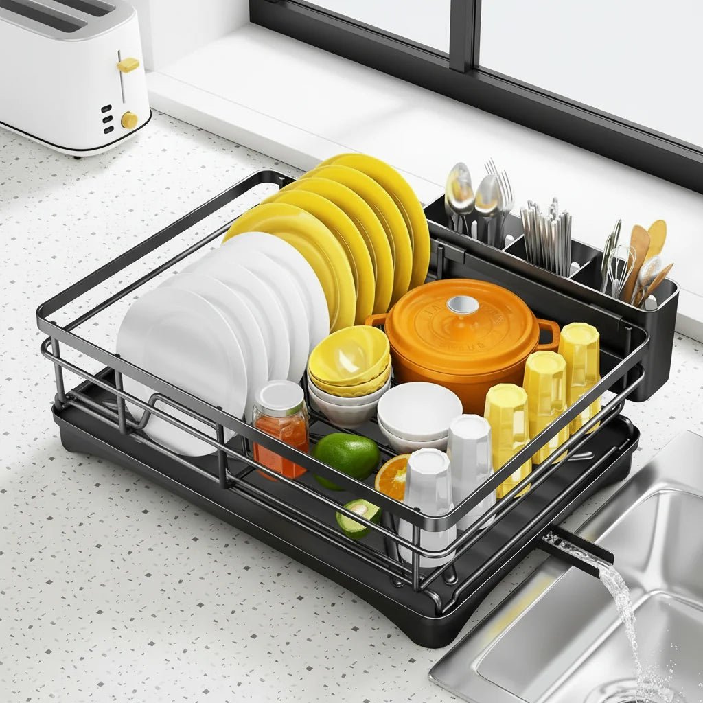 DrainFlow - Large Dish Drying Rack with Integrated Drip Tray for Efficient Drying 5