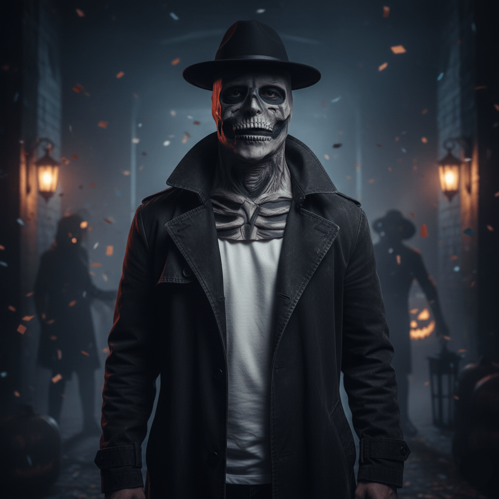 Dreadskull - Hyper-Realistic Skeleton Mask with Hat for Halloween Events 0