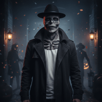 Dreadskull - Hyper-Realistic Skeleton Mask with Hat for Halloween Events 0