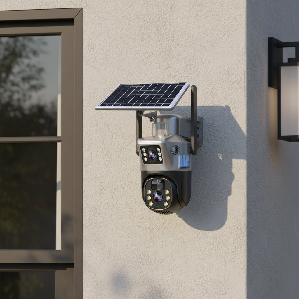 DualGuard Solar 4K - Wireless security camera with solar panel & 360° all-round view 0