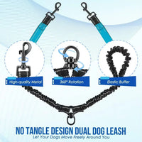 Dual Dog Leash with Reflective Design, 360° Swivel & Shock Absorption 5