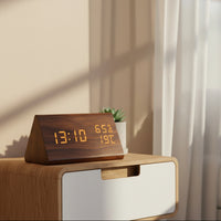 ECOCLOCK – Minimalist Digital Wooden Clock with Temperature Display & Light Control 2