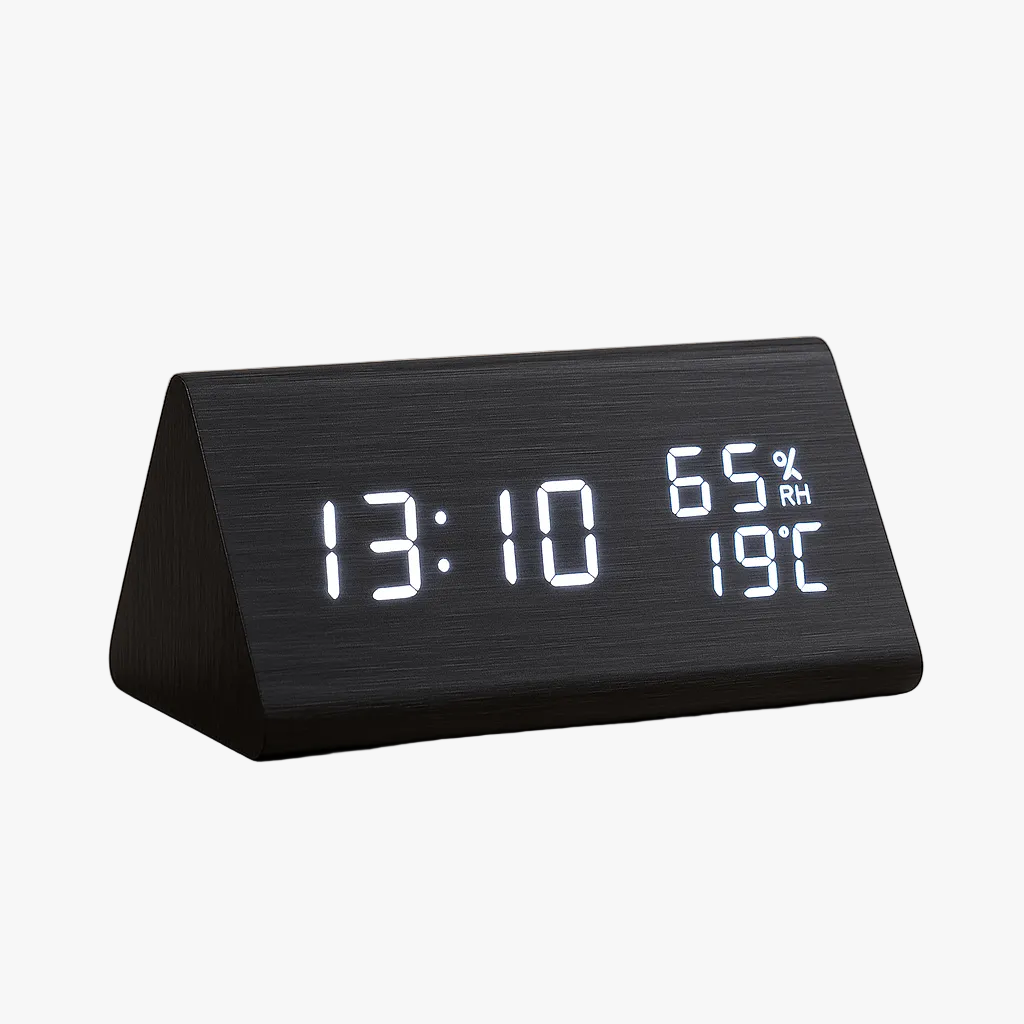 ECOCLOCK – Minimalist Digital Wooden Clock with Temperature Display & Light Control 6