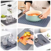 Eco-Conscious Silicone Dish Drying Mat - Heat Resistant Kitchen Drying Mat 8