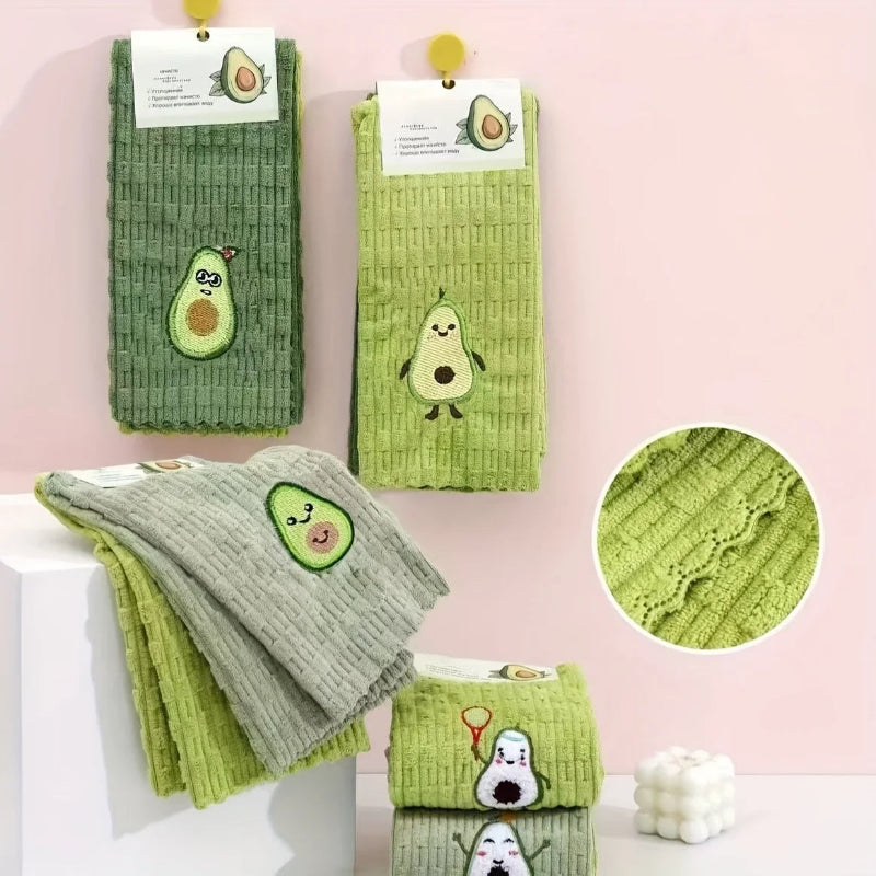 Eco-Friendly Avocado Print Kitchen Towels - Set of 4 Ultra-Absorbent Dish Cloths 2