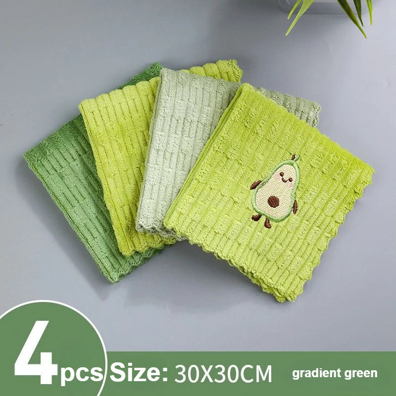 Eco-Friendly Avocado Print Kitchen Towels - Set of 4 Ultra-Absorbent Dish Cloths 3