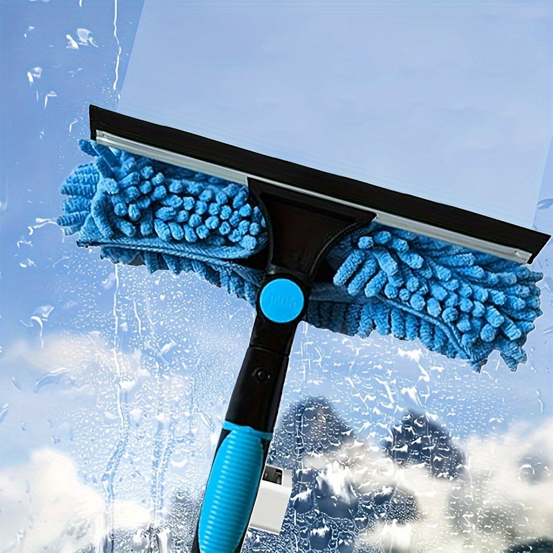 Effortless 2-in-1 High Window Cleaning Kit - Extendable Poles, Squeegee & Cloth 2