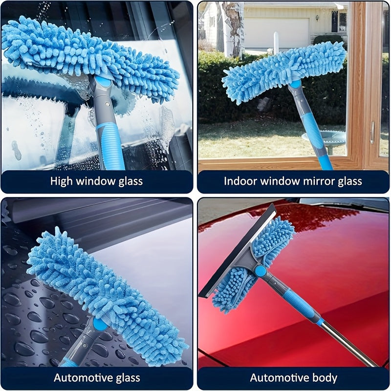 Effortless 2-in-1 High Window Cleaning Kit - Extendable Poles, Squeegee & Cloth 3