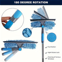 Effortless 2-in-1 High Window Cleaning Kit - Extendable Poles, Squeegee & Cloth 4