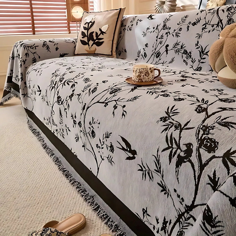 Elegant Chenille Sofa Cover - Floral Design, Pet-Friendly Slipcover for Sectional & Couch 1