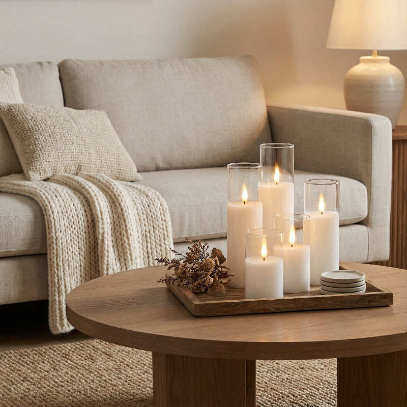Elegant Ivory Flameless LED Pillar Candles - Set of 9 - Safe Battery Operated Fake Candles for Ambiance 3
