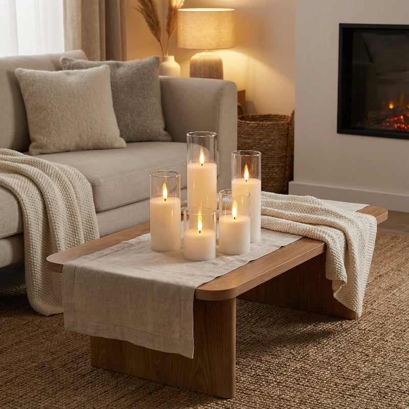 Elegant Ivory Flameless LED Pillar Candles - Set of 9 - Safe Battery Operated Fake Candles for Ambiance 6