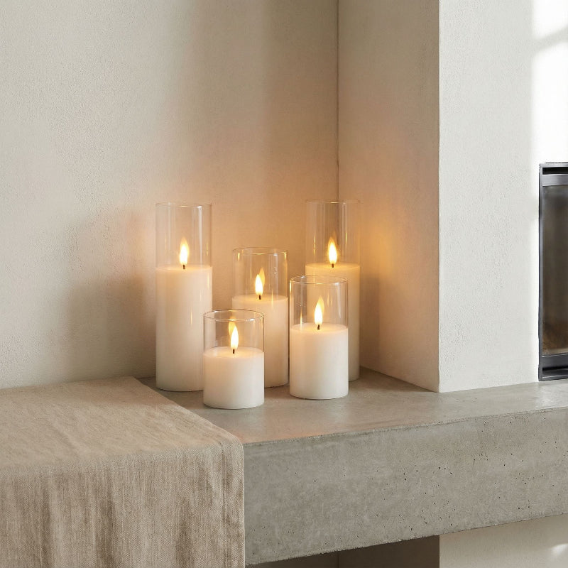 Elegant Ivory Flameless LED Pillar Candles - Set of 9 - Safe Battery Operated Fake Candles for Ambiance 7