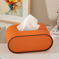 Elegant Oval Leather Tissue Box Cover - Modern Tissue Holder for Home Décor 0
