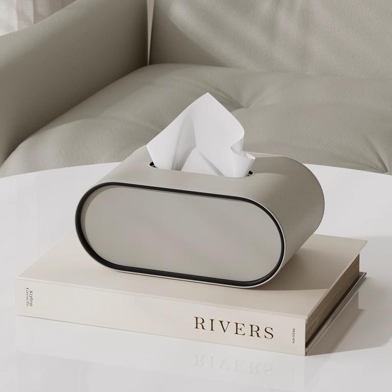 Elegant Oval Leather Tissue Box Cover - Modern Tissue Holder for Home Décor 6