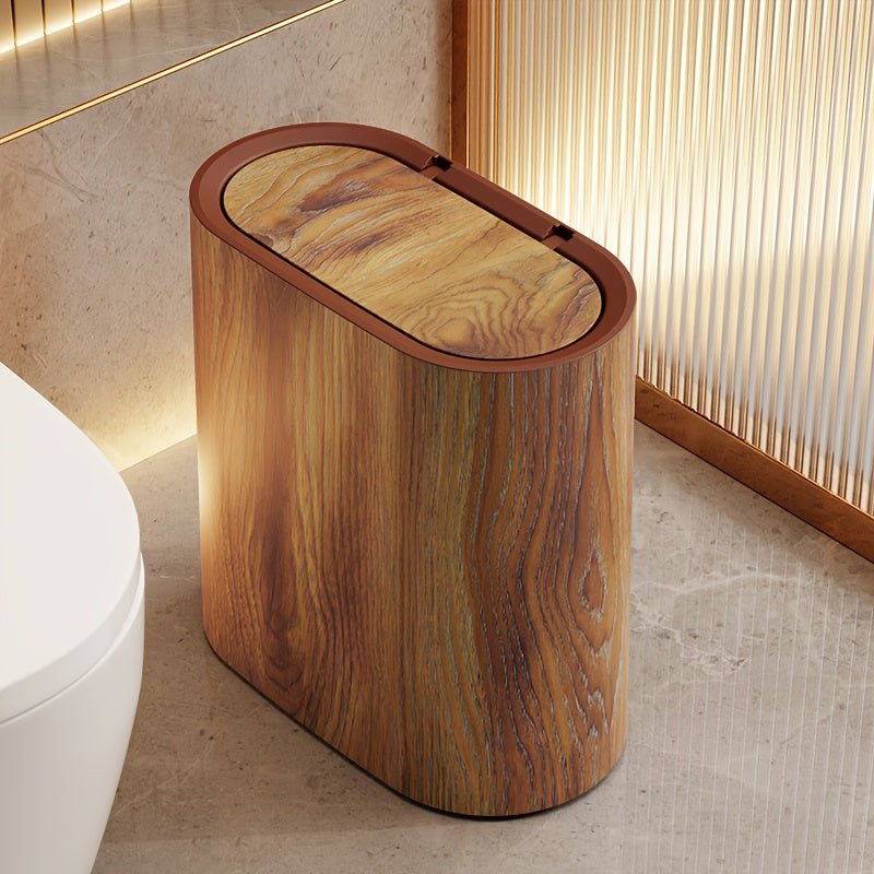 Elegant Oval Marble Pattern Kitchen Bin - Stylish Waste Bin for Modern Spaces 0