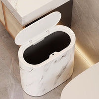 Elegant Oval Marble Pattern Kitchen Bin - Stylish Waste Bin for Modern Spaces 1
