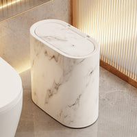 Elegant Oval Marble Pattern Kitchen Bin - Stylish Waste Bin for Modern Spaces 2