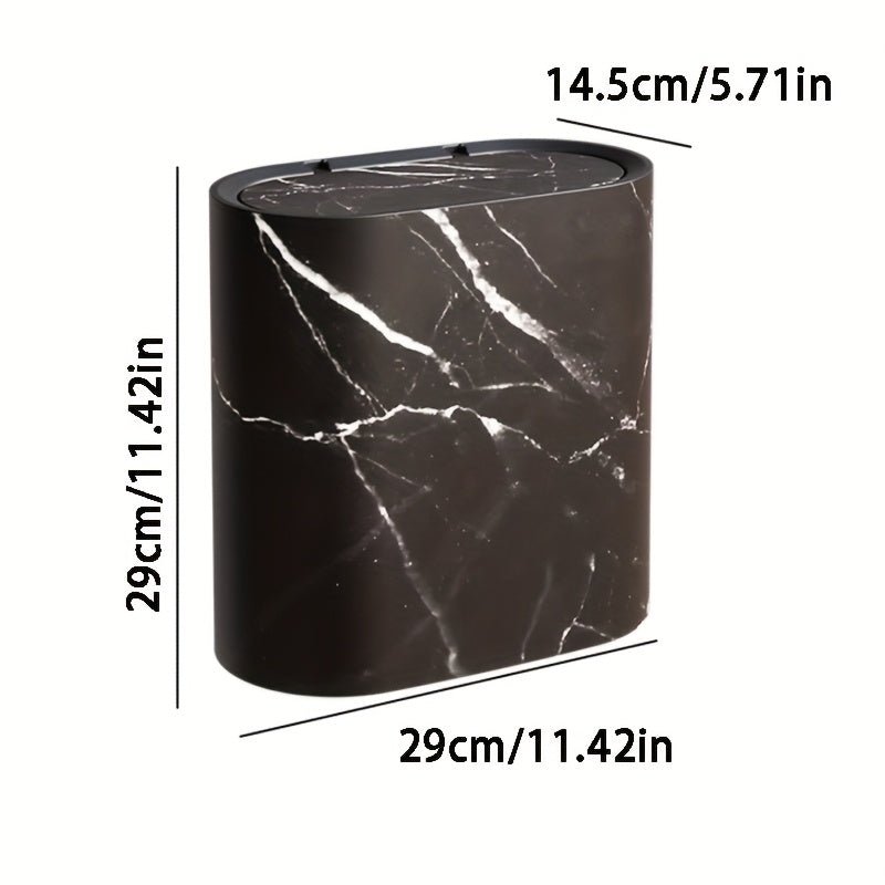 Elegant Oval Marble Pattern Kitchen Bin - Stylish Waste Bin for Modern Spaces 6