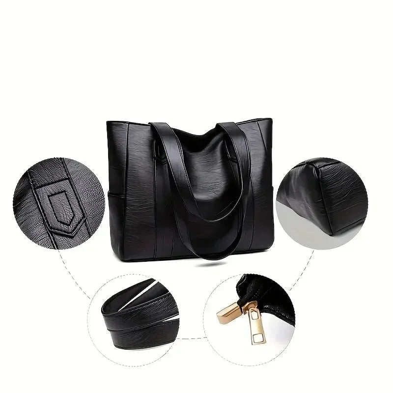 Elegant Retro Leather Shoulder Bag - Spacious PU Leather Design for Everyday Use 5
