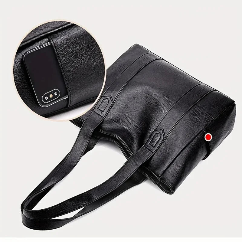 Elegant Retro Leather Shoulder Bag - Spacious PU Leather Design for Everyday Use 6