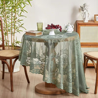 Elegant Sheer Lace Round Tablecloth - Floral Design for Dining & Living Rooms 1