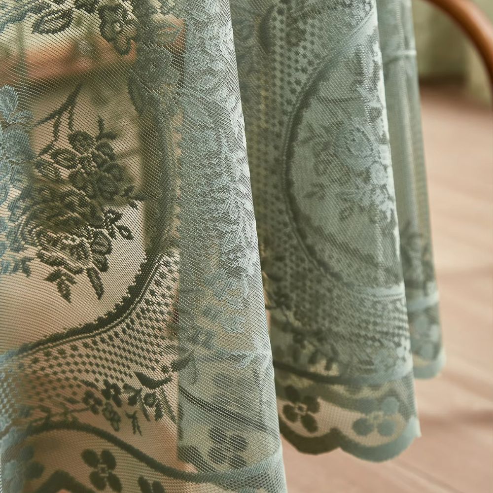 Elegant Sheer Lace Round Tablecloth - Floral Design for Dining & Living Rooms 4
