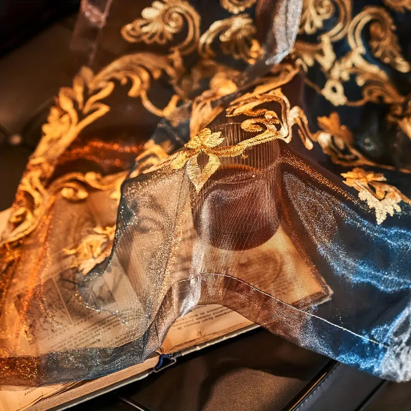 Elegant Vintage Sheer Curtains for Living Room - Jacquard Floral Design 4