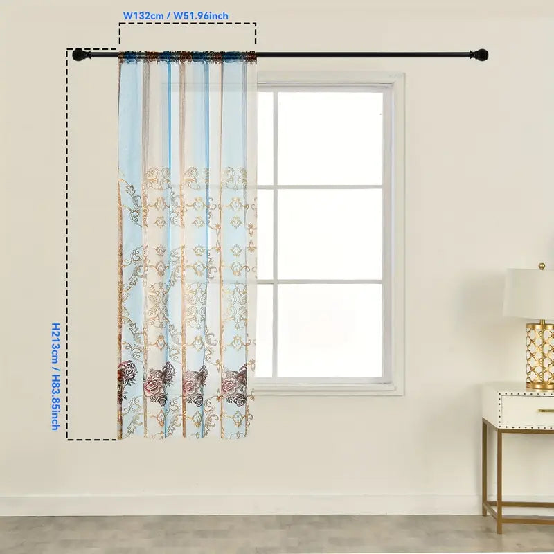 Elegant Vintage Sheer Curtains for Living Room - Jacquard Floral Design 5