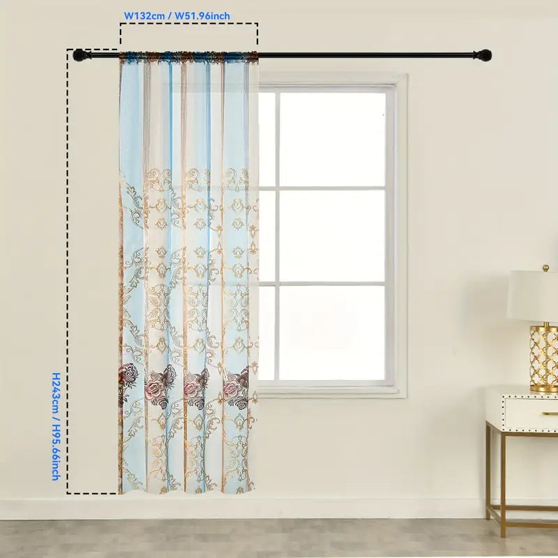 Elegant Vintage Sheer Curtains for Living Room - Jacquard Floral Design 6