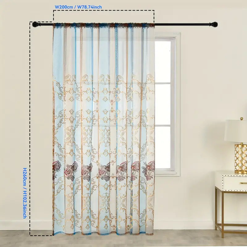 Elegant Vintage Sheer Curtains for Living Room - Jacquard Floral Design 7