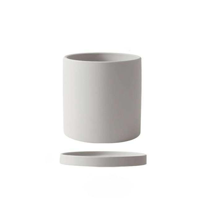 Elegant White Ceramic Flowerpot with Matching Saucer for Home Decor 9