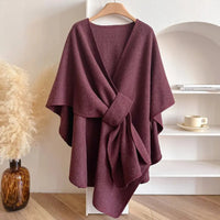 Elegant Women's Windproof Shawl Coat - Cozy Lightweight Winter Layering 1