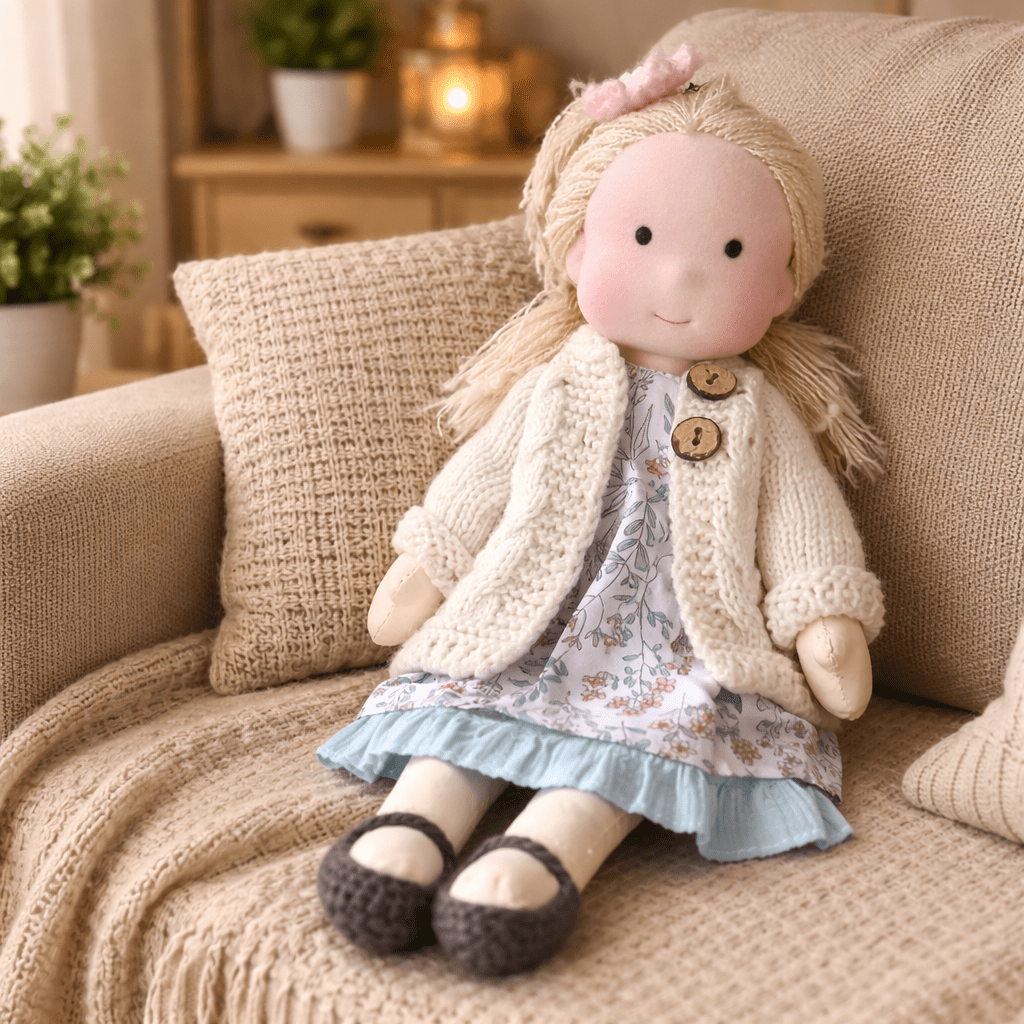 Elora – Handmade Waldorf Doll Made of Cotton for Creative Play 30