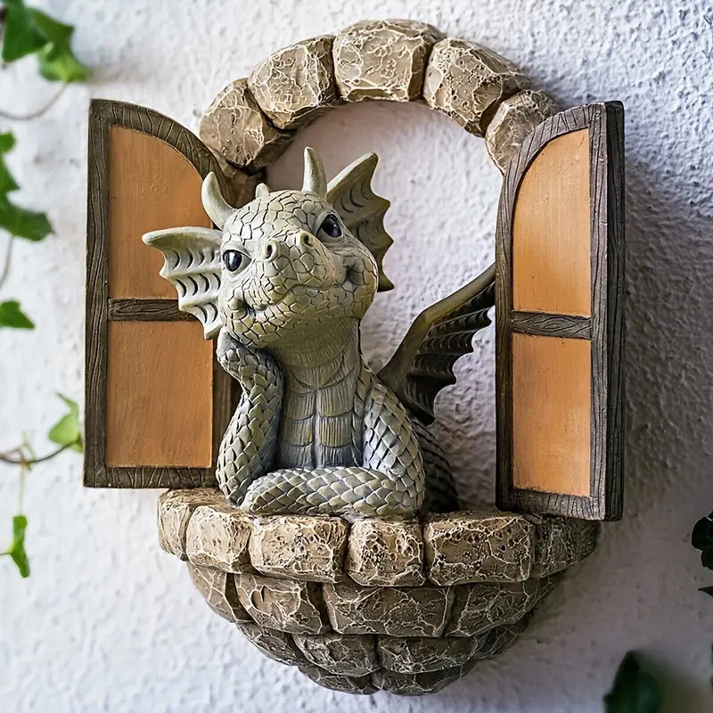 Enchanted Dragon Garden Statue - Handcrafted Resin Garden Ornament for Outdoor Decor 0