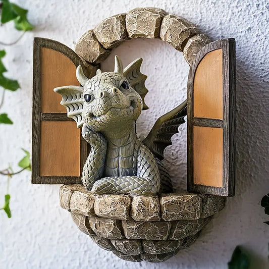 Enchanted Dragon Garden Statue - Handcrafted Resin Garden Ornament for Outdoor Decor 0