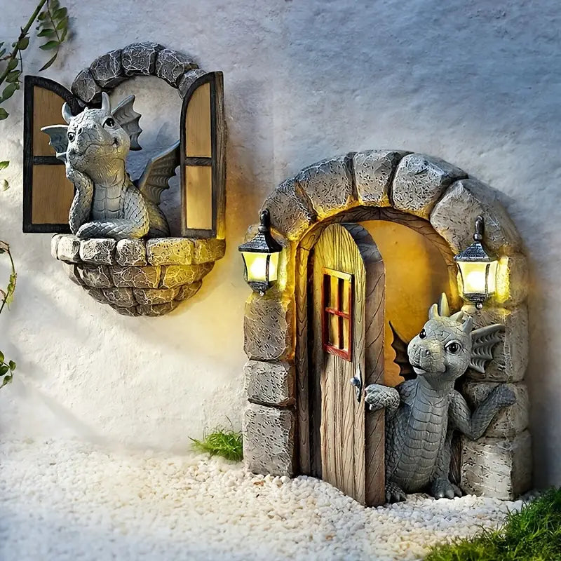 Enchanted Dragon Garden Statue - Handcrafted Resin Garden Ornament for Outdoor Decor 2