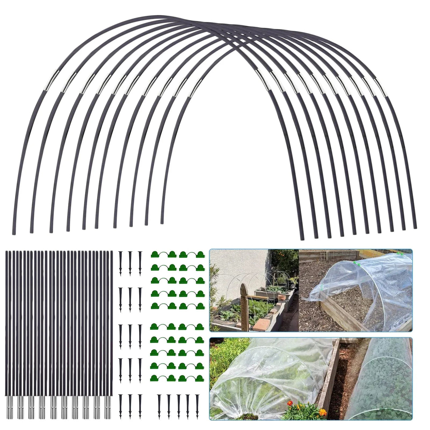 FlexGrow - 5-Piece Poly Tunnel Set for Garden - Durable Fiberglass Arches 0
