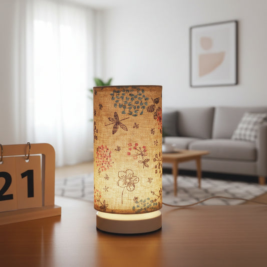 Floral Fabric Table Lamp - Vintage Style Bedside & Desk Lighting for Cozy Ambiance 1