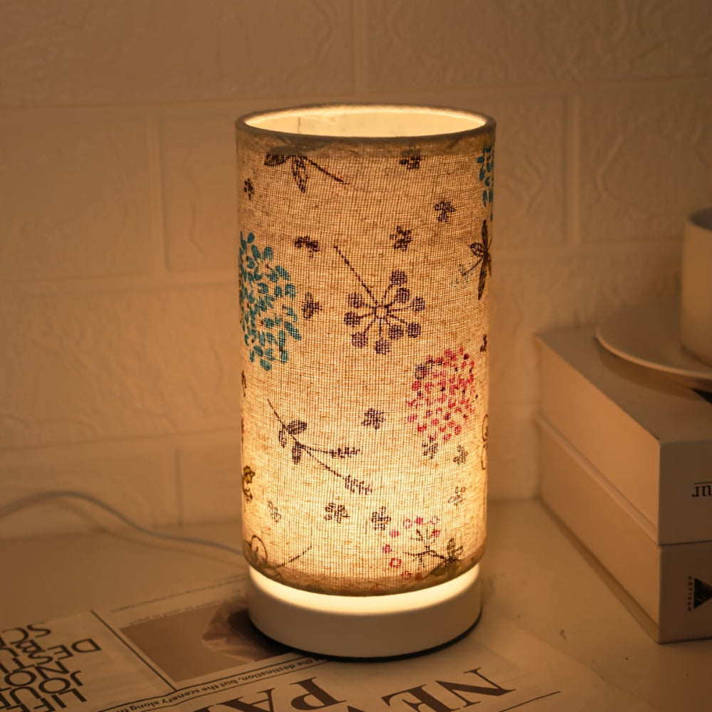 Floral Fabric Table Lamp - Vintage Style Bedside & Desk Lighting for Cozy Ambiance 6