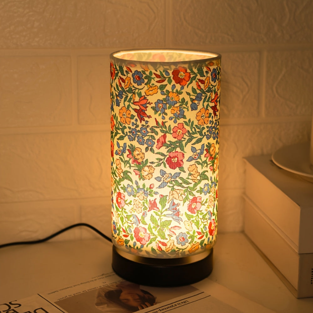 Floral Fabric Table Lamp - Vintage Style Bedside & Desk Lighting for Cozy Ambiance 7