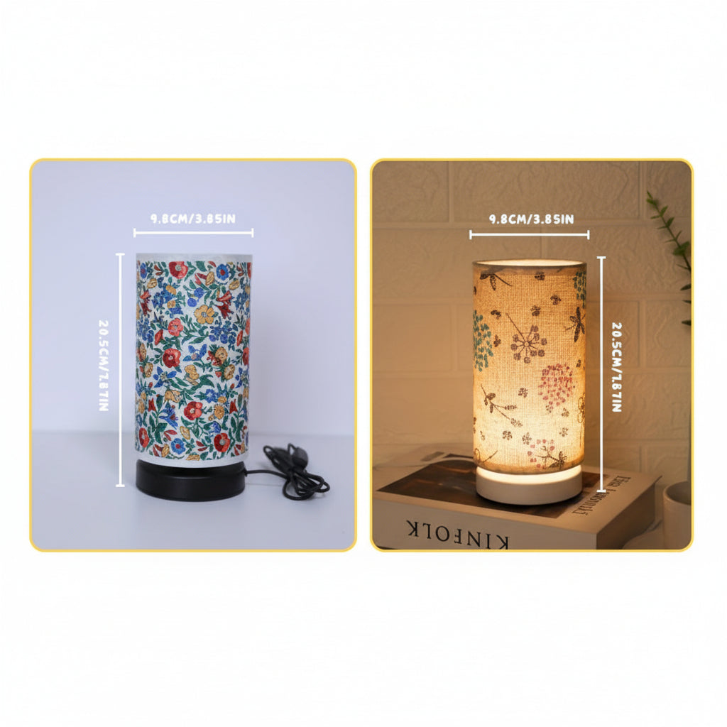 Floral Fabric Table Lamp - Vintage Style Bedside & Desk Lighting for Cozy Ambiance 8
