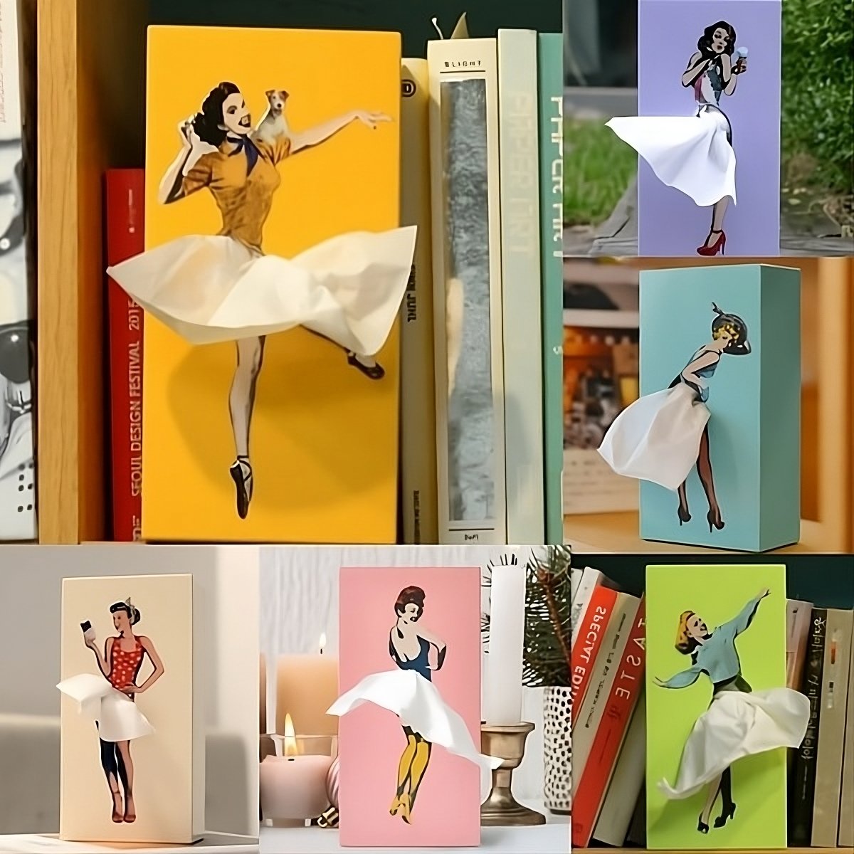 Flying Skirt Tissue Box Cover - Unique Design with Weighted Base for Fun Décor 0