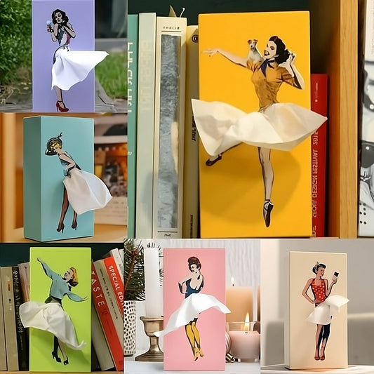 Flying Skirt Tissue Box Cover - Unique Design with Weighted Base for Fun Décor 0
