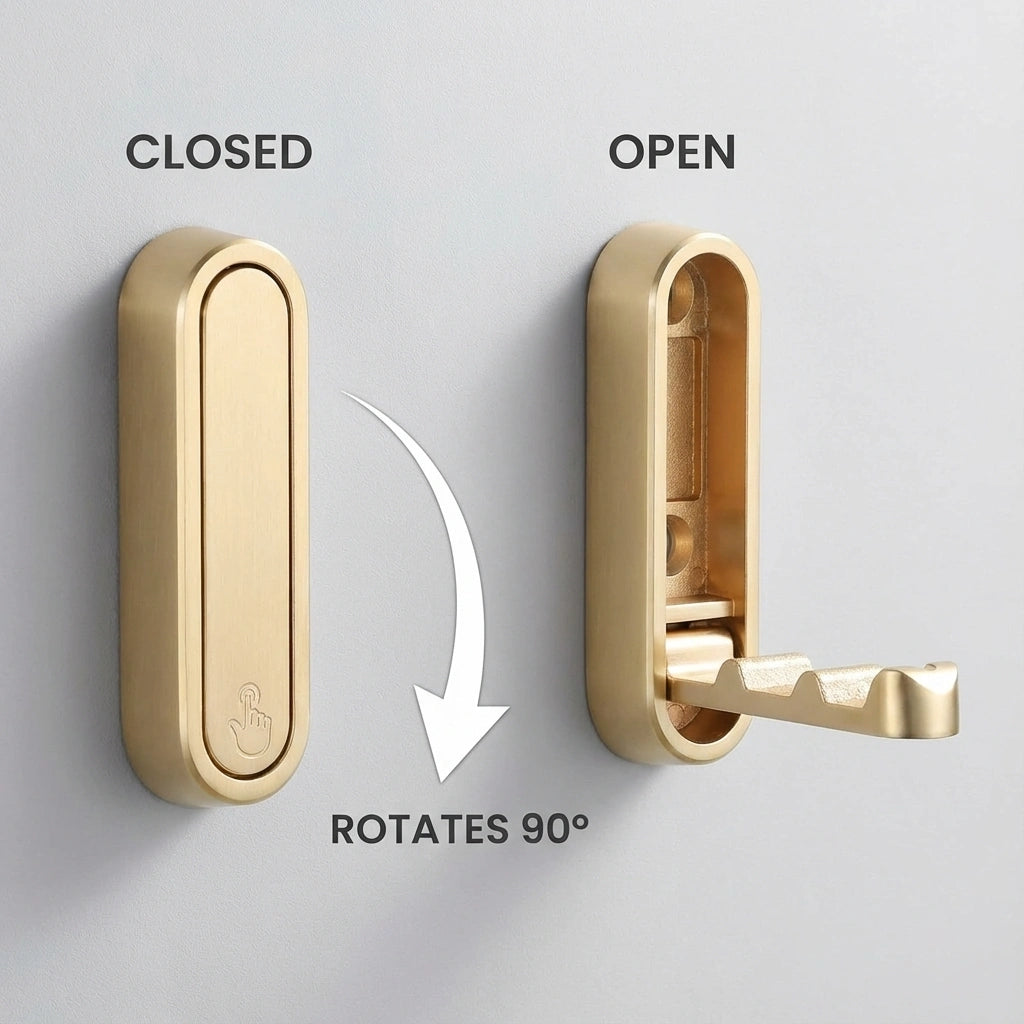 Foldable Wall Coat Hook - Space-Saving Zinc Alloy Design for Easy Organization 5