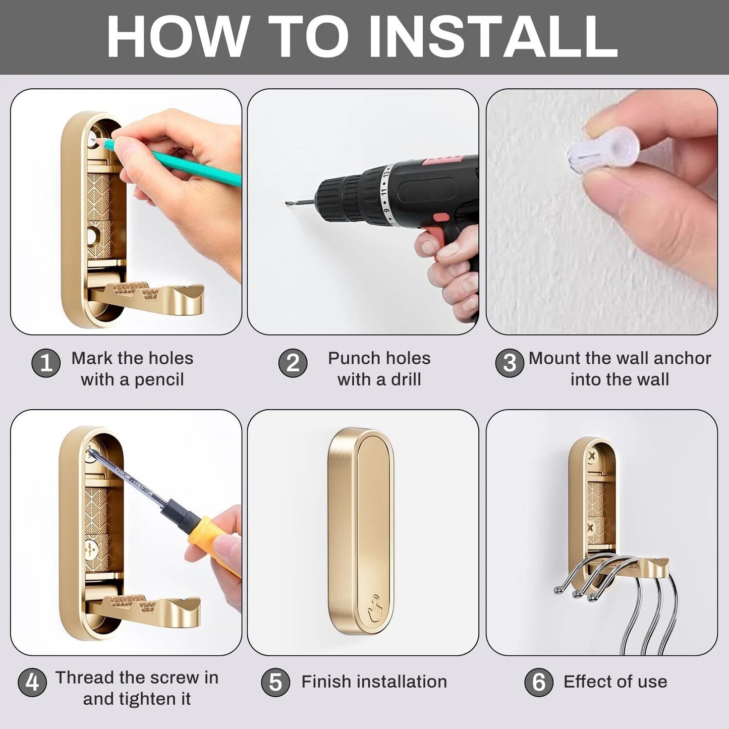 Foldable Wall Coat Hook - Space-Saving Zinc Alloy Design for Easy Organization 8